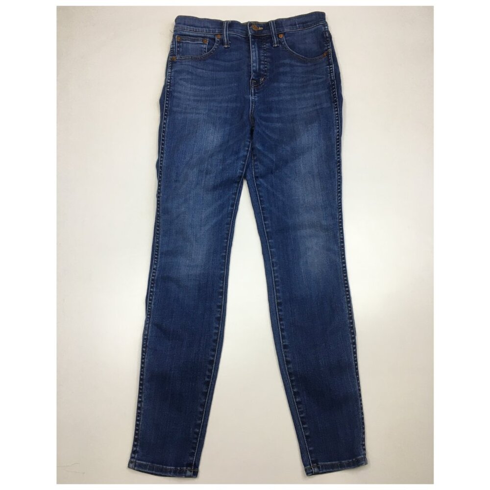 MADEWELL Med Wash 10" High Rise 5 Pocket Logo Hardware Skinny Jeans - Picture 1 of 12